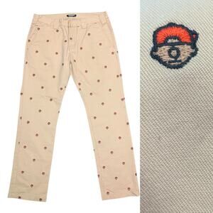 TRUKFIT khaki Chino flat front Embroidered all over pants 34 x‎ 32 100% cotton
